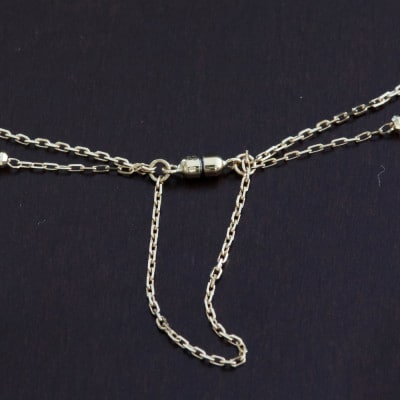 K18ダイヤモンド2連チェーンブレスレット【ダイヤ0.05ct・17cm】マグネット【配送不可地域：沖縄県】