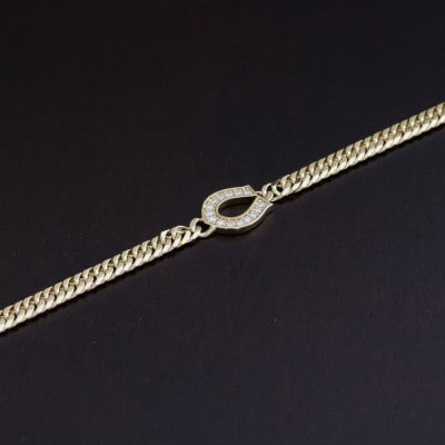 K18馬蹄ブレスレット【ダイヤ0.14ct・18cm】【配送不可地域：沖縄県】