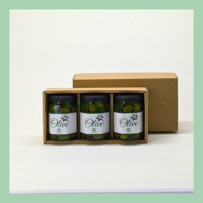 山梨 はぎふる　≪自家製≫オリーブ塩漬け 3本 化粧箱入り