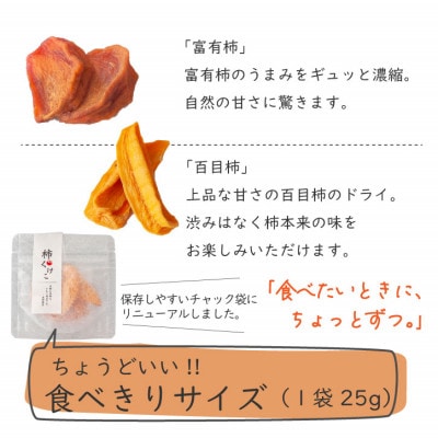 【お試し】柿チップ「柿くけこ」富有柿と百目柿で作ったドライフルーツ 25g×3袋 無添加、砂糖不使用
