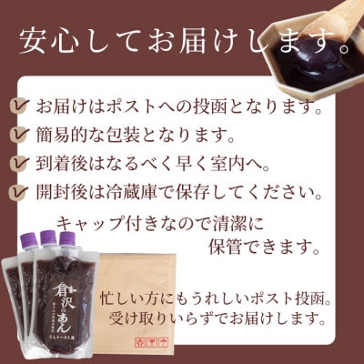 老舗あんこ職人仕込み【倉沢製あん所】 トースト専用こしあん 国産小豆 キャップ付き 310g×3個