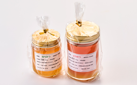 【山梨市三富産】日本みつばちの純粋はちみつ2本セット(200g+150g)