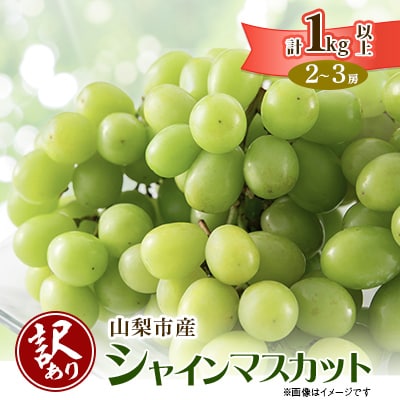 【2026年先行受付】【訳あり】山梨市産シャインマスカット1kg以上(2～3房)【配送不可地域：離島】
