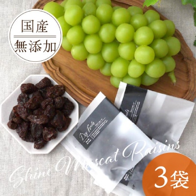 山梨県産シャインマスカットのレーズン 30g×3袋 無添加、砂糖不使用のおやつ【オイルフリー】