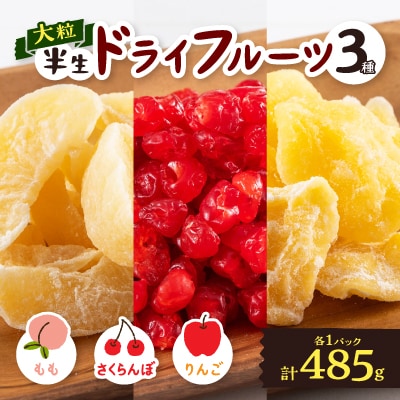 やまなし半生ドライフルーツ食べ比べ3種セット(もも/サクランボ/りんご)485g