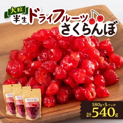 やまなし半生ドライフルーツ　さくらんぼ 3パックセット　540g
