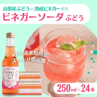 山梨産ぶどう100%の熟成ビネガーで造った!そのまま飲める「ビネガーソーダぶどう24本セット」
