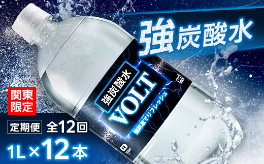 【毎月定期便】【関東のみお届け】強炭酸水1L12本 計12L サーフVOLT(ボルト)1L 全12回【配送不可地域：離島・北海道・沖縄県・東北・信越、北陸・東海・近畿・中国・四国・九州】