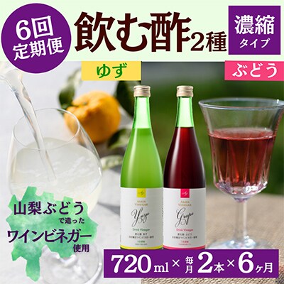 【毎月定期便】飲む酢のイメージを変える!ドリンクビネガー2種(濃縮タイプ)720ml×2本全6回
