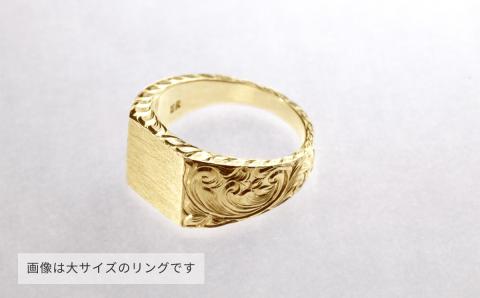K18 手彫りシグネットリング (中)