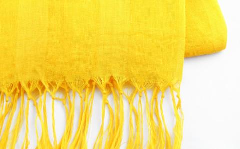 郡内織物　麻ストール　イエロー(麻 100％)