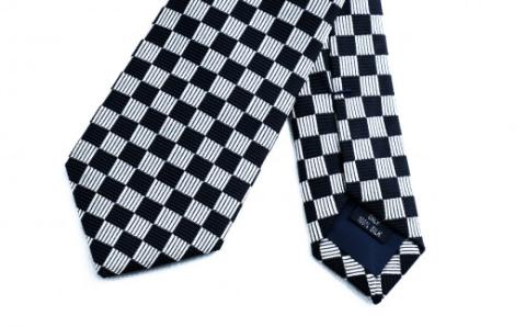 郡内織物　スリムタイ　市松模様(シルク 100％)