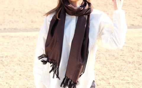 郡内織物　絹紡ストール(シルク100%) ブラウン