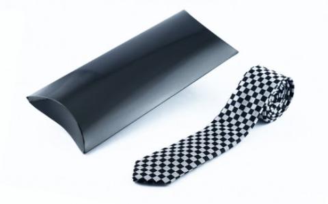 郡内織物　スリムタイ　市松模様(シルク 100％)