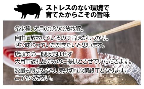 大月のびのび放牧豚【しゃぶしゃぶ食べ比べセット1200g】ロース・肩ロース・バラ・モモ各300g