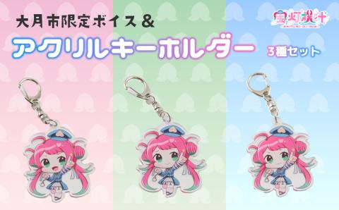 【大月市限定ボイス】ご当地Vtuber宝灯桃汁 アクリルキーホルダー3種セット