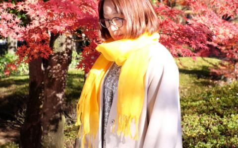 郡内織物　麻ストール　イエロー(麻 100％)