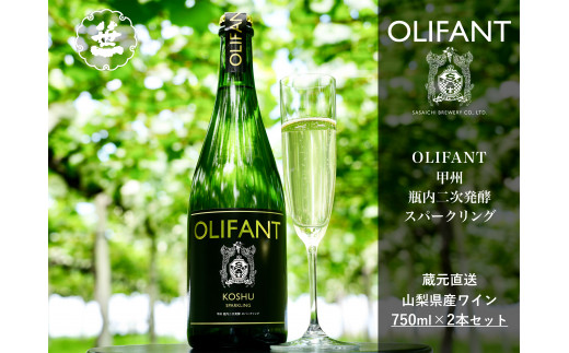 【山梨ワイン】蔵元直送「OLIFANT甲州瓶内二次発酵スパークリング750ml×2本セット」