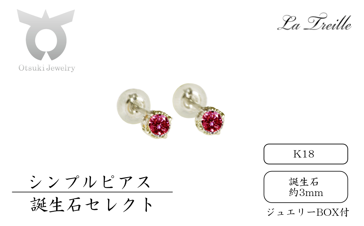 シンプルピアス　Ｋ18（誕生石）