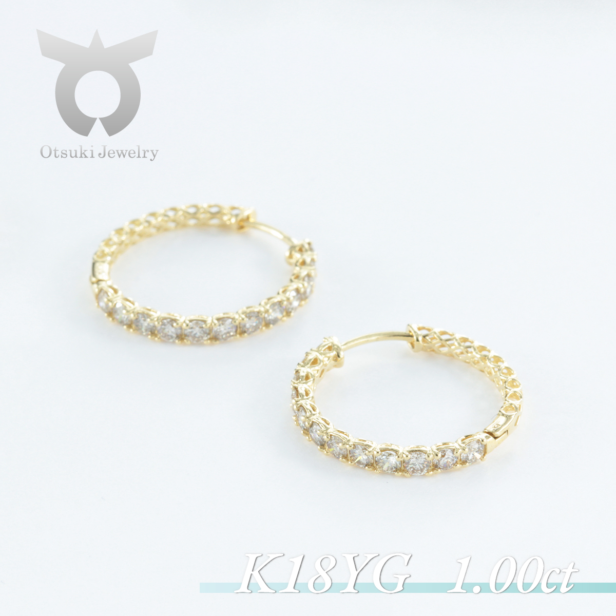 K18YG　ダイヤモンド　ピアス　1.0ct　17783B　K18　D　PE