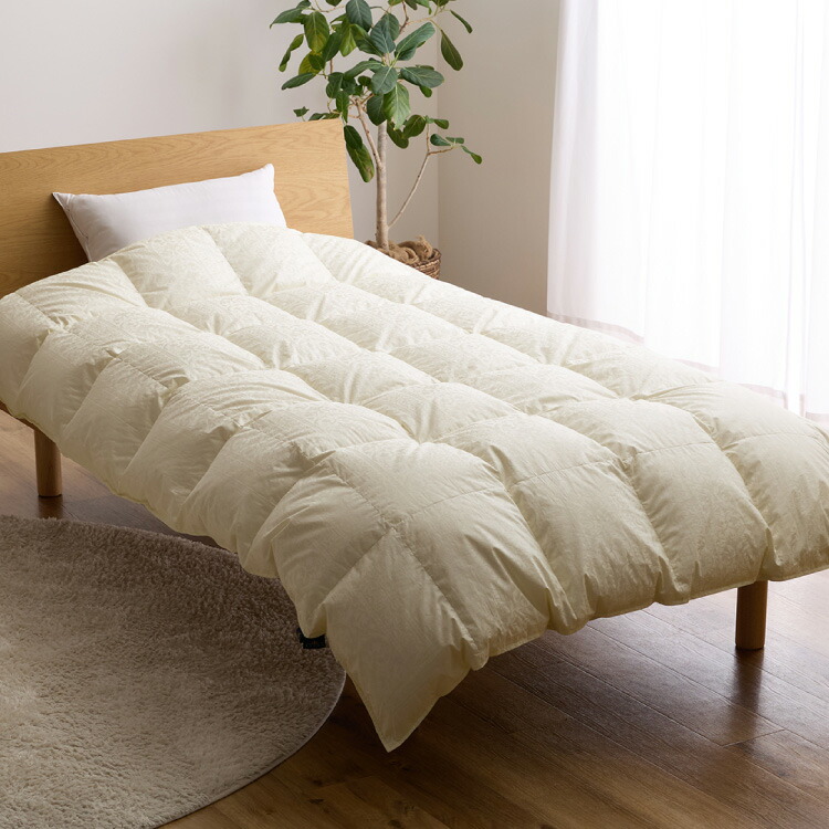 【中厚】アイダーダウン 羽毛布団 合掛け シングル アイダーダック ダウン98％ アイスランド産 ジャカードサテン 日本製 綿100％ ジャガード [川村羽毛 山梨県 韮崎市 20743074] 布団 ふとん 羽毛ふとん 寝具