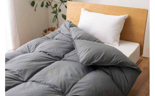【春秋用】中厚 羽毛布団 合掛け シングル ホワイトダックダウン93％ グレー 無地 0.8kg [川村羽毛 山梨県 韮崎市 20741734] 羽毛 布団 ふとん 羽毛ふとん 合掛け布団 400dp