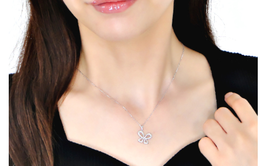 ネックレス プラチナ PT900 ダイヤモンド 0.2ct 蝶 ちょうちょ リボンモチーフ ペンダント【f087-pt】 [株式会社オーダーメイドジュエリーメイ 山梨県 韮崎市 20742945] アクセサリー ジュエリー アクセ