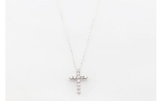 ペンダント K18WG クロス型 ダイヤ Islauth42 [Islauth 山梨県 韮崎市 20743199] アクセサリー ネックレス ジュエリー ダイヤ シンプル おしゃれ プレゼント ギフト 贈りもの 贈答