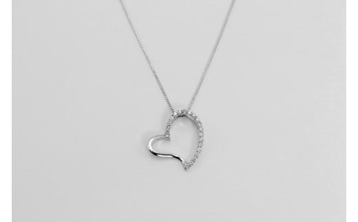 K18GW ダイヤ 21個 ハート ペンダントネック Islauth10 [Islauth 山梨県 韮崎市 20743430] アクセサリー ネックレス ジュエリー ダイヤ シンプル おしゃれ ハートプレゼント ギフト 贈りもの 贈答