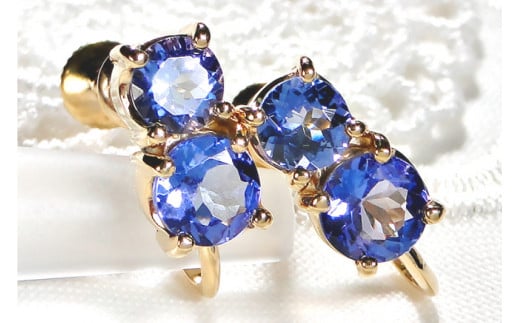 イヤリング K18YG イエローゴールド タンザナイト 約3ct 1ペア 【f205-k18yg】 / オーダーメイドジュエリーメイ / 山梨県 韮崎市 [20743567] アクセサリー ジュエリー 大粒 ゴールド 金 ねじ式 18金