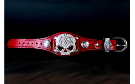 ブレスレット Go-Guts スカルモチーフ SV925 キュービック 【gg001-sv】 [オーダーメイドジュエリーメイ 山梨県 韮崎市 20743570] アクセ 腕輪 ブッテーロ 革