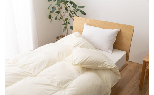 【春秋用】 中厚 羽毛 合掛け 布団 シングル ホワイトダックダウン 85％ 0.8kg (無地 アイボリー)  [川村羽毛 山梨県 韮崎市 20743639] 羽毛布団 日本製 エクセルゴールドラベル