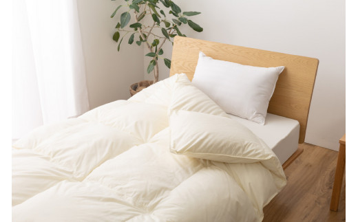 【春秋用】中厚 羽毛布団 合掛け ダブル ホワイトダックダウン93％ アイボリー 無地 1.2kg [川村羽毛 山梨県 韮崎市 20743644] 羽毛 布団 ふとん 羽毛ふとん 合掛け布団 400dp