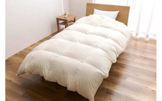 【冬用】 羽毛布団 本掛け シングル マザーグースダウン 95％ ポーランド産 1.1kg 100×140番手 サテン グランミュゼ ( 無地 アイボリー ) [川村羽毛 山梨県 韮崎市 20743652] 布団 日本製 羽毛 ダウン
