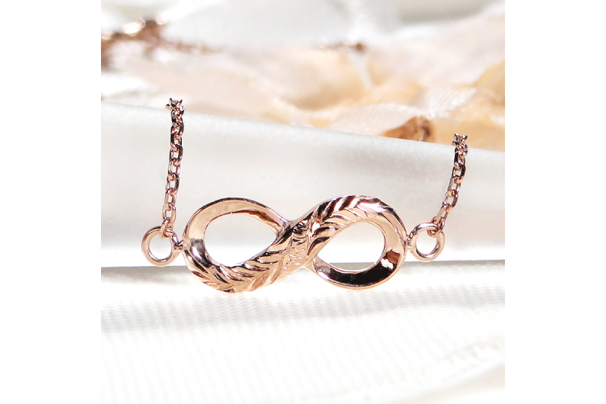 ハワイアンジュエリー ブレスレット K18PG ピンクゴールド ダイヤモンド 0.2ct 無限大 ∞ インフィニティ 18金 手彫り彫刻 チェーンブレスレット アクセサリー アクセ ジュエリー 【f184-k18pg】 [オーダーメイドジュエリーメイ 山梨県 韮崎市 20745206]