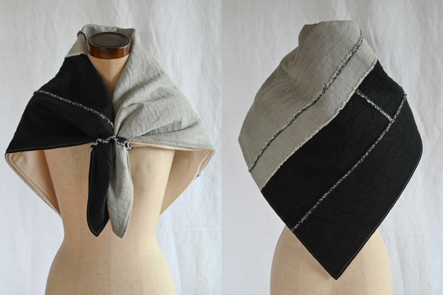 ストール 二重織地 オーガニックコットン 1点 [YK衣服製作室 山梨県 韮崎市 20745314] リバーシブル大判ストール 一点物 防寒 巻物 手作り ハンドメイド ファッション