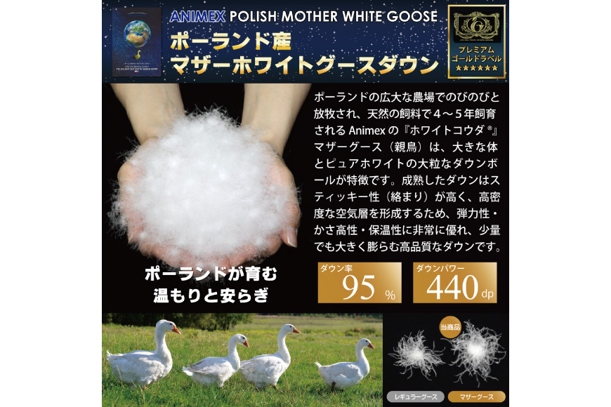 羽毛布団 二層式 シングル マザーグースダウン 95％ 1.2kg ポーランド産 100番手サテン (リシェス ブルー) 本掛け / 川村羽毛 / 山梨県 韮崎市 [20743601] 羽毛 布団 羽毛ふとん