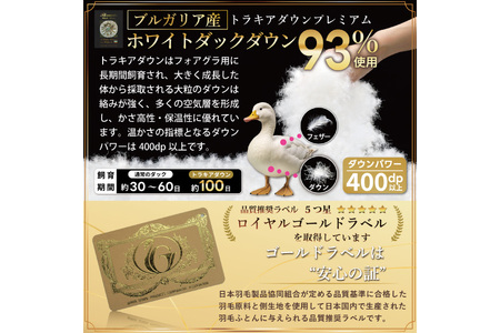 【冬用】洗える 羽毛布団 本掛け シングル ホワイトダックダウン93％ ブラウン 無地 1.3kg ブルガリア産 [川村羽毛 山梨県 韮崎市 20742898] 羽毛 布団 羽毛ふとん 本掛け布団 ロイヤルゴールドラベル コインランドリー 増量