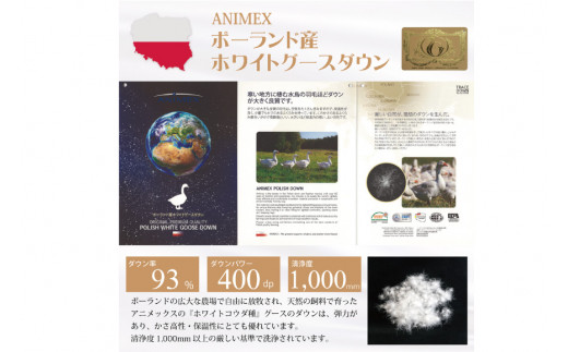 羽毛布団 シングル ホワイト グース ダウン 93％1.3kg ポーランド産 80番手サテン (アリーチェブルー) 本掛け [川村羽毛 山梨県 韮崎市 20742125] 羽毛 布団 羽毛ふとん