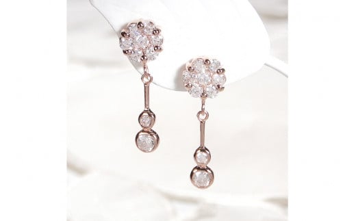 ピアス K18PG ピンクゴールド ダイヤモンド 【0.9ct】フラワー 花 揺れるピアス 振り子 スタッドピアス【f232-k18pg】 [株式会社オーダーメイドジュエリーメイ 山梨県 韮崎市 20742677] ピアス アクセサリー アクセ ジュエリー