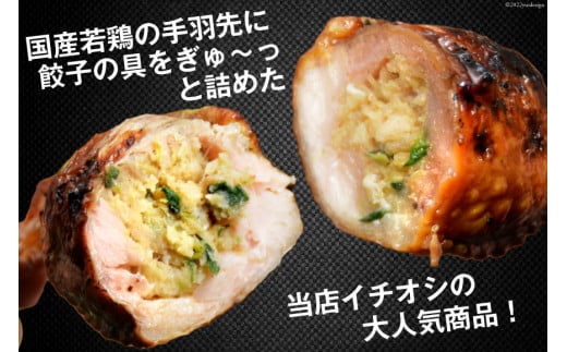 焼鳥のやまもと 特製 炭火焼手羽先餃子 たれ10本・塩コショウ10本 約1.3kg [山本食肉 山梨県 韮崎市 20743412] 手羽先餃子 手羽餃子 手羽先 餃子 鶏肉 チキン おかず おつまみ ビールのおとも コラーゲン かんたん 冷凍