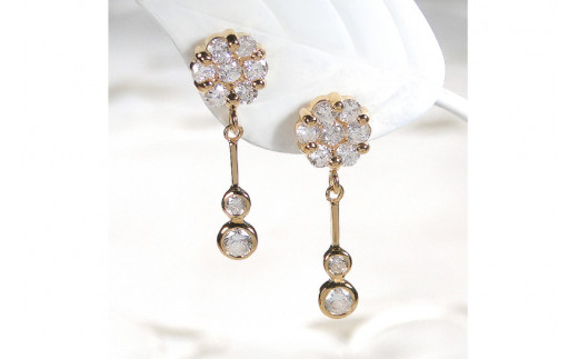 ピアス K18YG イエローゴールド ダイヤモンド 【0.9ct】フラワー 花 揺れるピアス 振り子 スタッドピアス【f232-k18yg】 [株式会社オーダーメイドジュエリーメイ 山梨県 韮崎市 20743766] ピアス アクセサリー アクセ ジュエリー