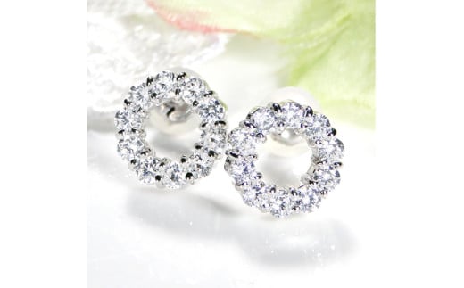 ピアス PT900 プラチナ ダイヤ 0.8ct サークル ラウンドモチーフ スタッドピアス【f208-pt】 [株式会社オーダーメイドジュエリーメイ 山梨県 韮崎市 20743775] アクセサリー アクセ ジュエリー ダイヤモンド