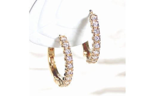 ピアス フープピアス K18YG イエローゴールド ダイヤモンド 0.35ct レディース 18金 円 丸 輪っか バネ式 キャッチレス 中折れピアス【f215-k18yg】 [株式会社オーダーメイドジュエリーメイ 山梨県 韮崎市 20743778] ジュエリー アクセサリー