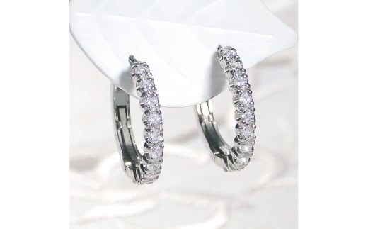 ピアス フープピアス プラチナ PT900 ダイヤモンド 0.35ct レディース 円 丸 輪っか バネ式 キャッチレス 中折れピアス【f215-pt】 [株式会社オーダーメイドジュエリーメイ 山梨県 韮崎市 20743779] ジュエリー アクセサリー