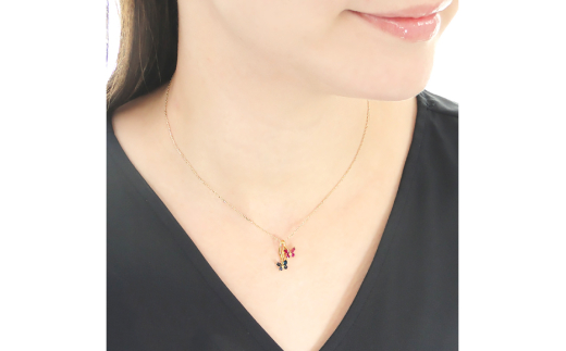 ネックレス K18YG イエローゴールド ブルーサファイア ルビー 蝶 モチーフ ペンダント 18金 レディース ちょうちょ バタフライ 誕生石 【f280-br-k18yg】 [オーダーメイドジュエリーメイ 山梨県 韮崎市 20745058]