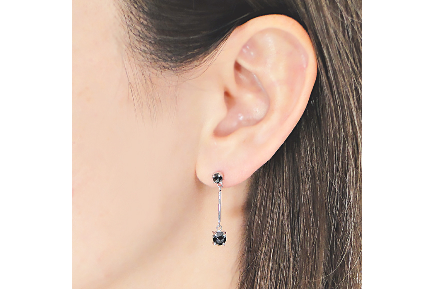 ピアス スタッドピアス プラチナ PT900 ブラックダイヤモンド 2.16ct ぶら下がり レディース 黒ダイヤ 揺れるピアス アクセサリー アクセ ジュエリー 【f223-pt】 [オーダーメイドジュエリーメイ 山梨県 韮崎市 20745211]