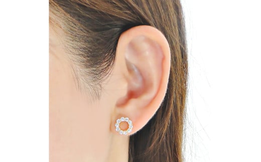 ピアス K18YG ゴールド ダイヤ 0.8ct サークル ラウンドモチーフ スタッドピアス【f208-k18yg】 [株式会社オーダーメイドジュエリーメイ 山梨県 韮崎市 20742664] アクセサリー アクセ ジュエリー ダイヤモンド