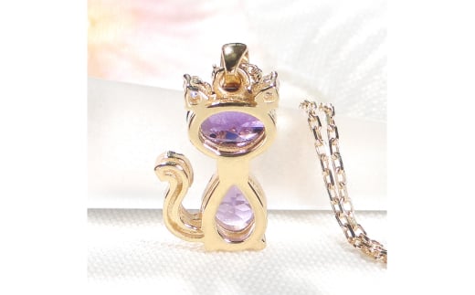 ネックレス K18YG イエローゴールド アメジスト ダイヤモンド 0.04ct 【f267-am-k18yg】 [オーダーメイドジュエリーメイ 山梨県 韮崎市 20742929] ペンダント ジュエリー アクセサリー ダイヤ K18 18金 宝石