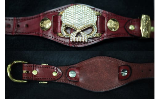 ブレスレット Go-Guts スカルモチーフ K18YG ダイヤ 約6.45ct 【gg001-k18yg】 [オーダーメイドジュエリーメイ 山梨県 韮崎市 20743569] アクセ 腕輪 レザー 革